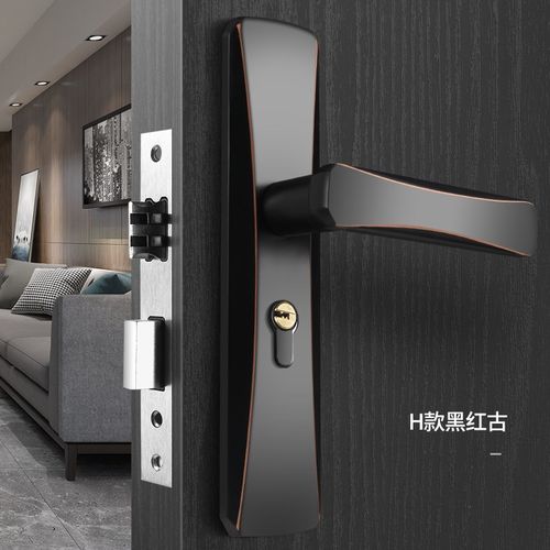 卧室门锁室内静音房门锁黑色卫生间实木门把手家用通用型套装锁具